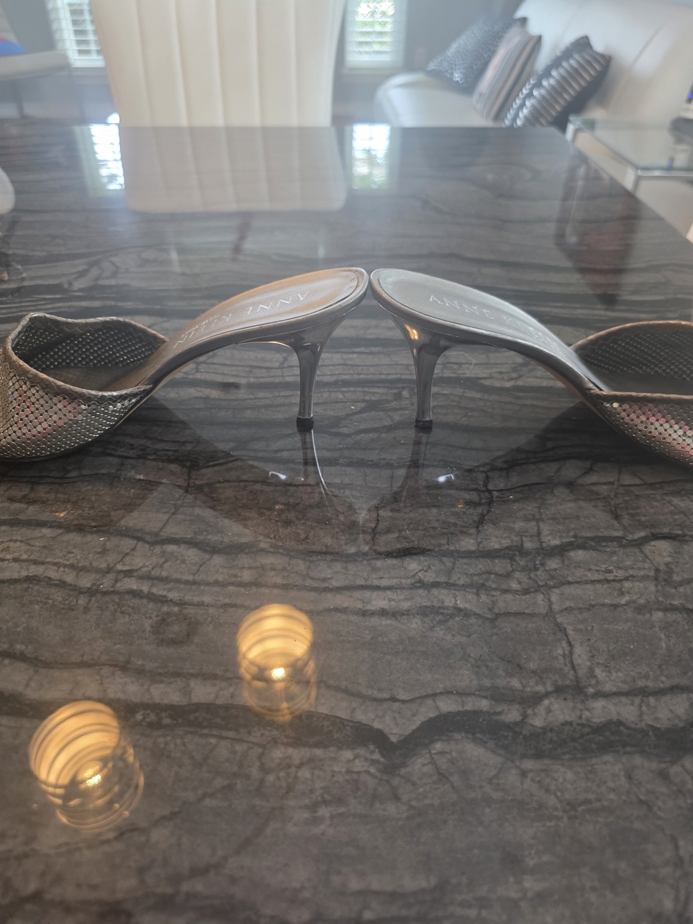 Anne Klein Silver Pointed-Toe Slip-On Mules - Picture 2 of 6